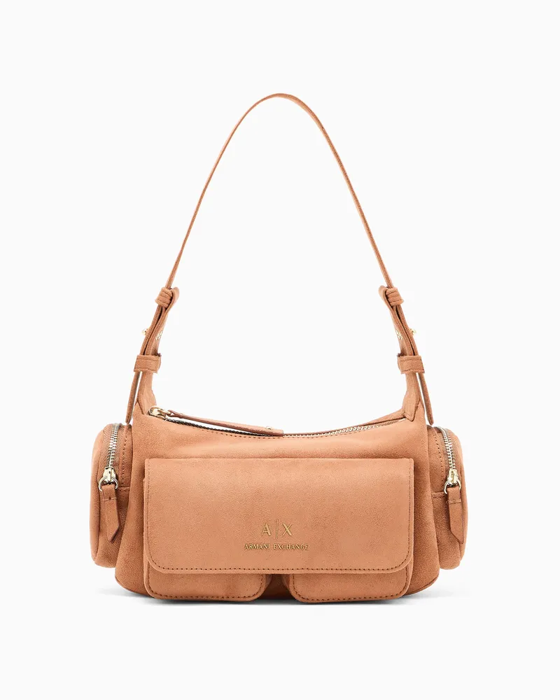 Armani Exchange Große Umhängetasche mit Seitentaschen Kamel