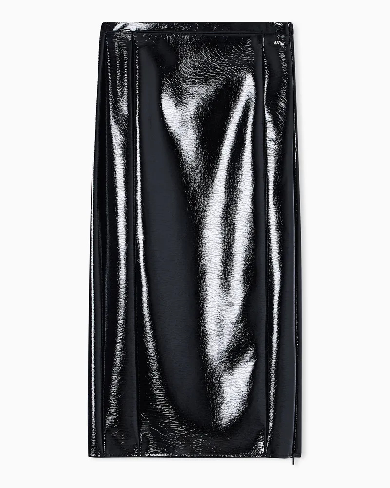 Armani Exchange Long skirt in technical fabric Schwarz