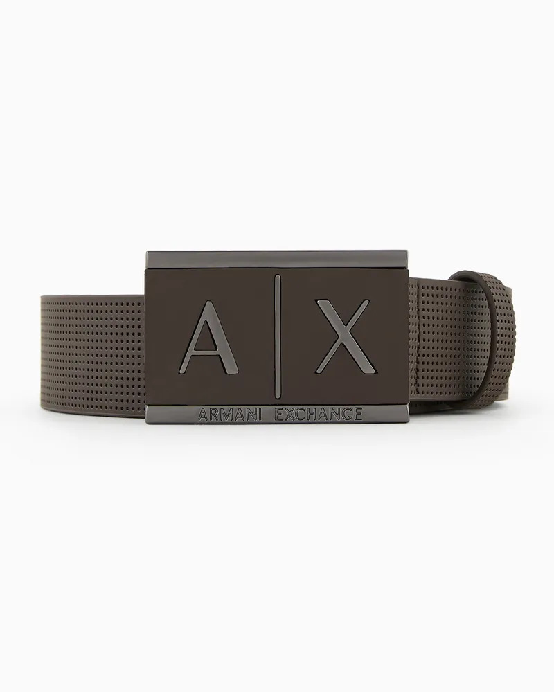 Armani Exchange Ledergürtel mit rechteckiger Schnalle Braun