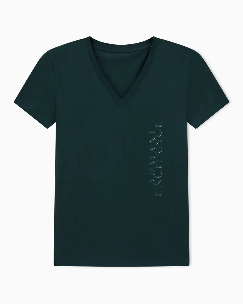 Armani Exchange V Neck T-Shirt Grün