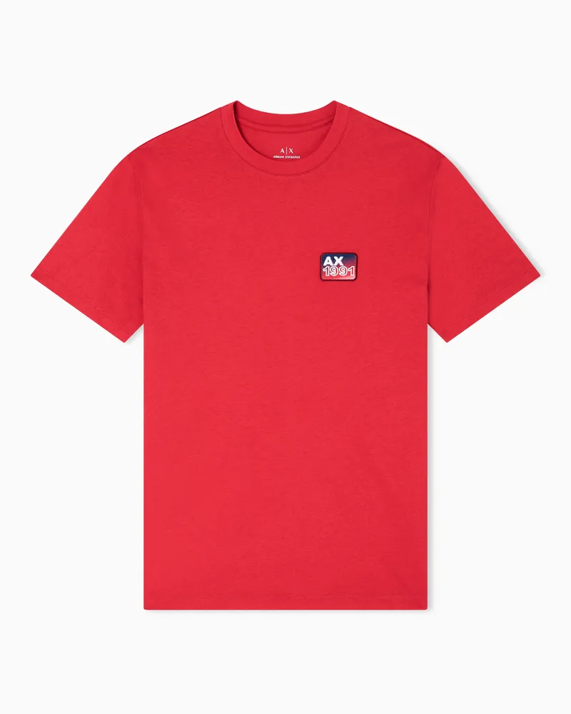 Armani Exchange T-Shirt mit normaler Passform und Aufnäher Rot
