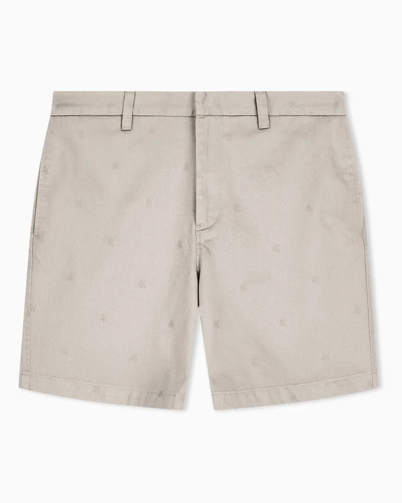 Armani Exchange Bermuda-Shorts aus strukturiertem Baumwoll-Jacquard Beige