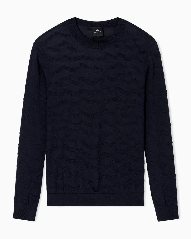 Armani Exchange Pullover mit gewellter Textur Blau