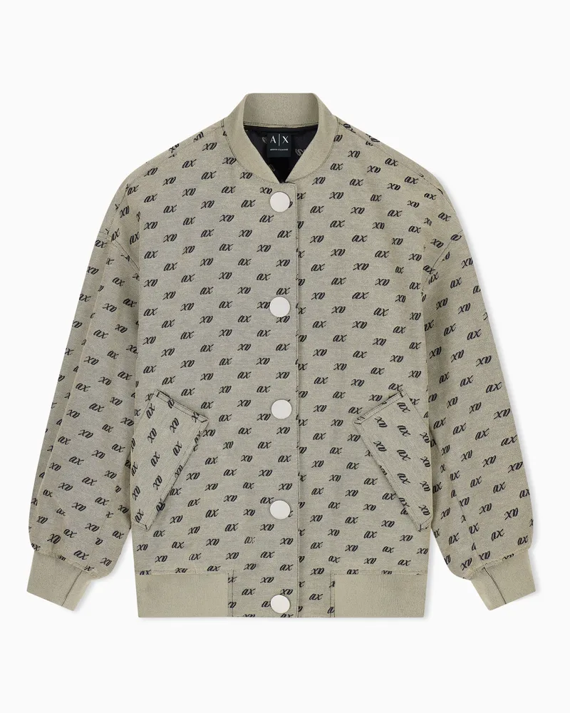 Armani Exchange Blousonjacke Bomberjacke mit Knöpfen und Jacquardmuster Beige