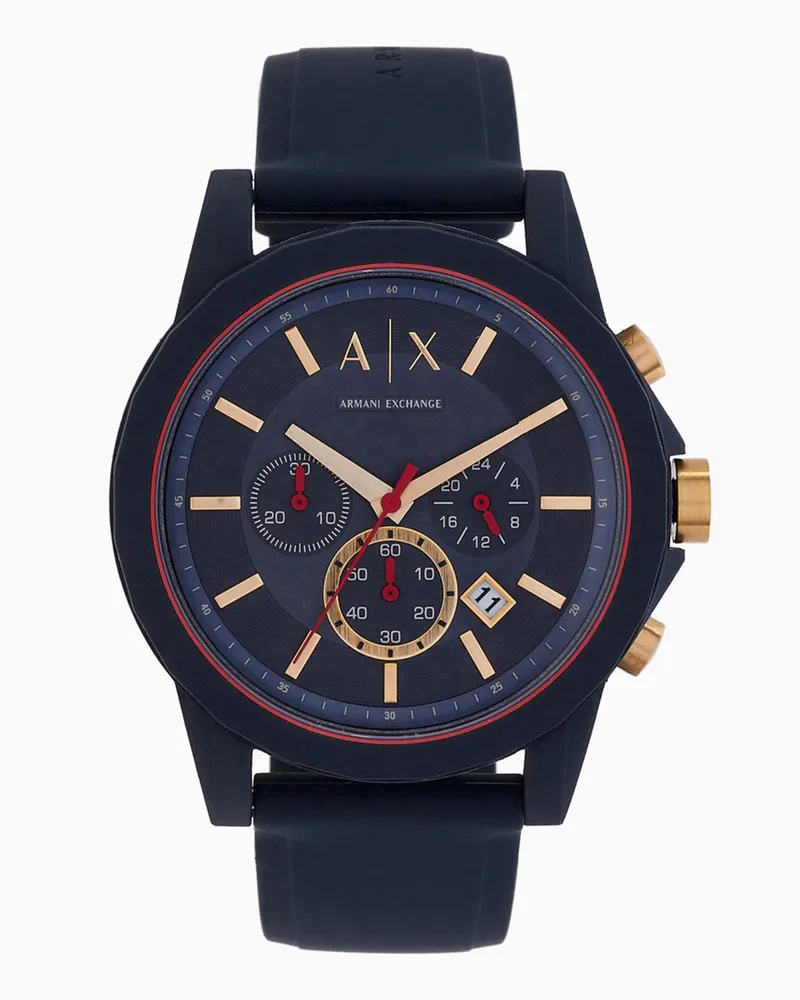 Armani Exchange Uhr mit Chronographenwerk und blauem Armband Mehrfarbig