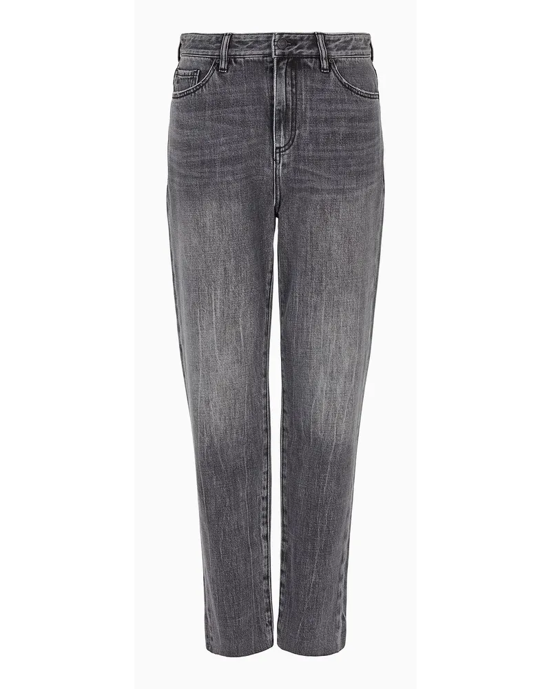 Armani Exchange Kurze Boyfriend-jeans Aus Festem Asv-baumwolldenim Grau