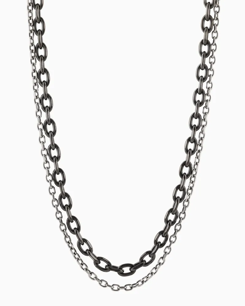 Armani Exchange Doppelte Gliederkette aus Edelstahl in Anthrazit und Silber Mehrfarbig