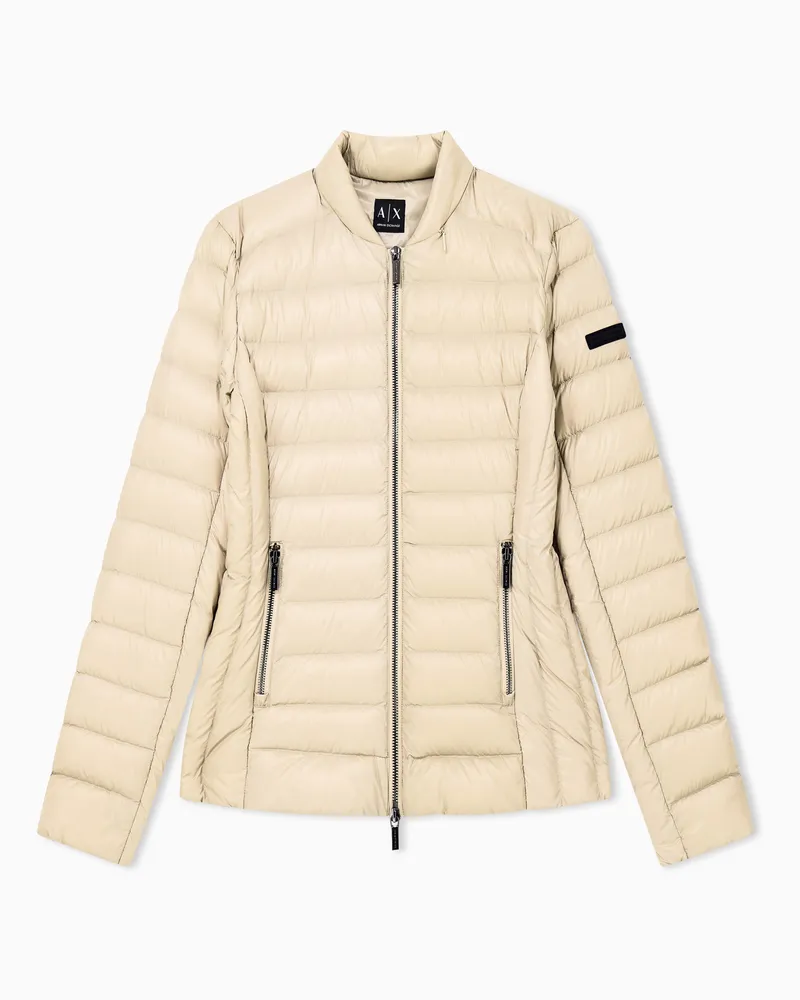 Armani Exchange Daunenjacke gesteppte leichte aus Nylon mit Stehkragen Beige