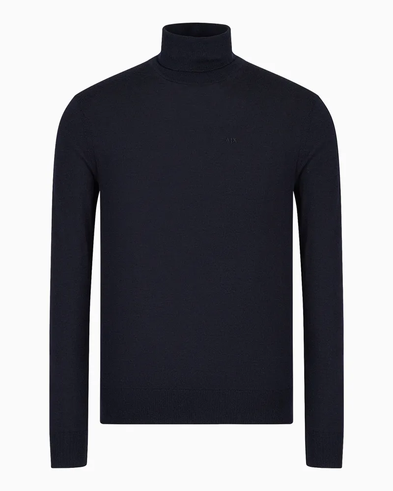 Armani Exchange Rollkragenpullover aus Schurwolle Marineblau