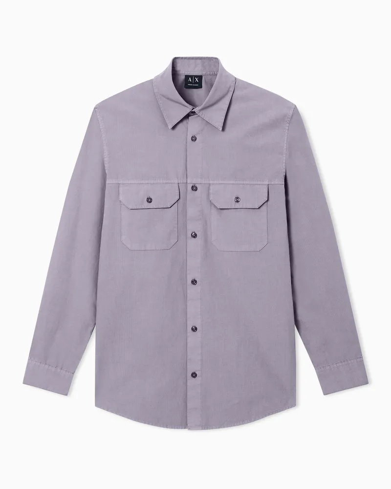 Armani Exchange Baumwoll-Ripstop-Hemd Schwarz