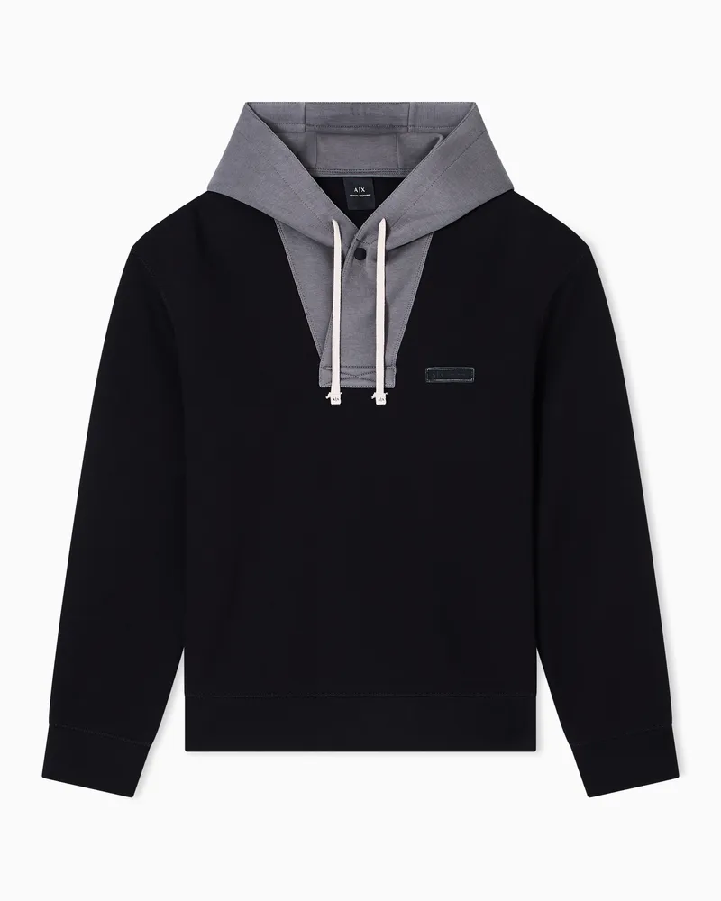 Armani Exchange Kapuzenpullover mit Kontrastmuster Schwarz