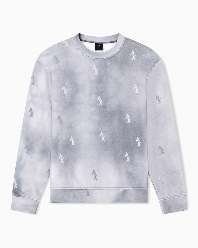 Armani Exchange Sweatshirt mit Rundhalsausschnitt und schattiertem Print Grau