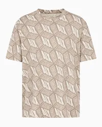 Armani Exchange T-shirt mit Normaler Passform und 3d-effektdruck Aus Asv-baumwolle Taupe