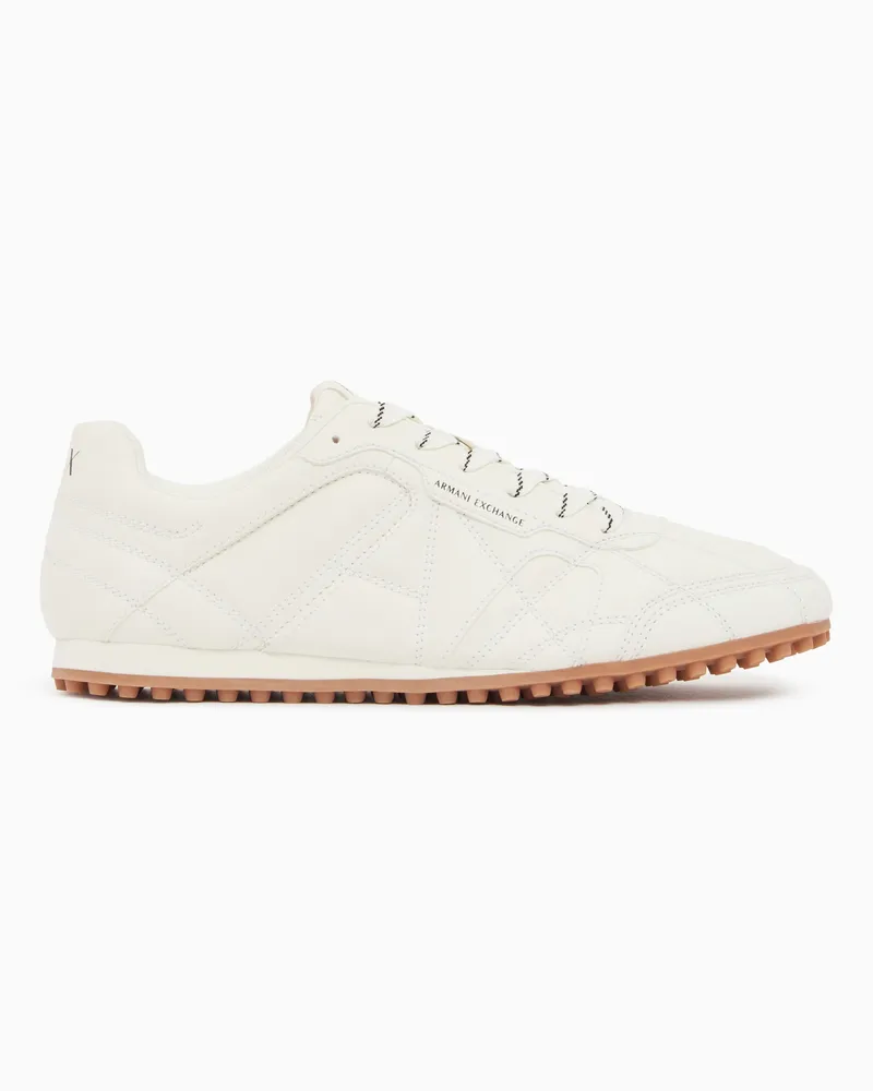 Armani Exchange Low-Top Sneaker mit Steppmuster und Gummisohle Weiß