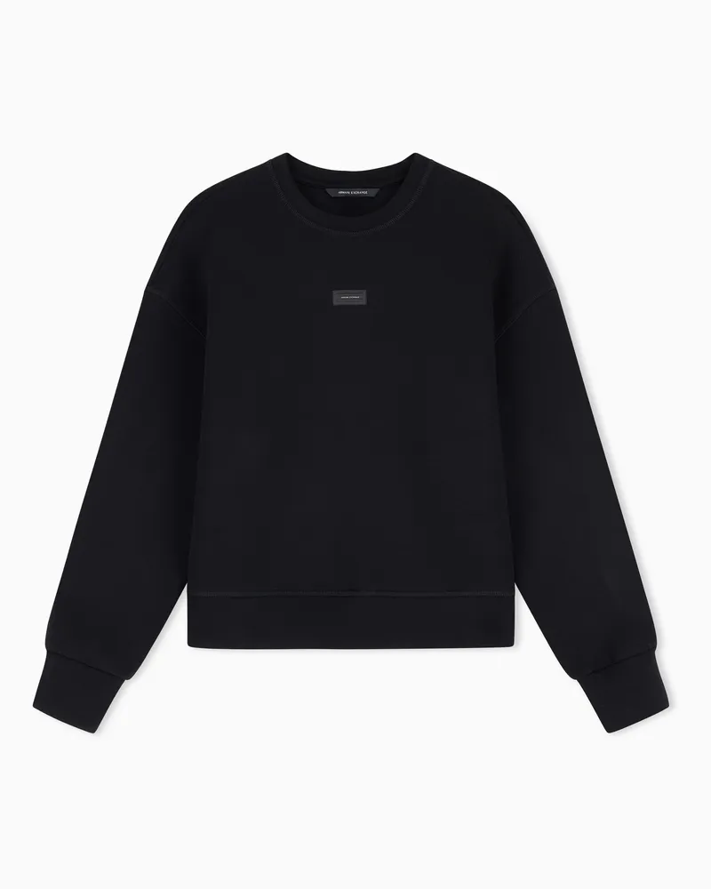Armani Exchange Scuba Stretch Rundhals-Sweatshirt Schwarz