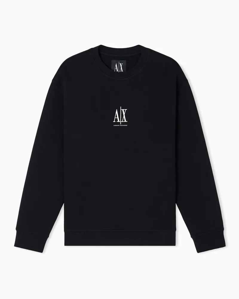Armani Exchange Sweatshirt mit Rundhalsausschnitt und gesticktem Logo Schwarz