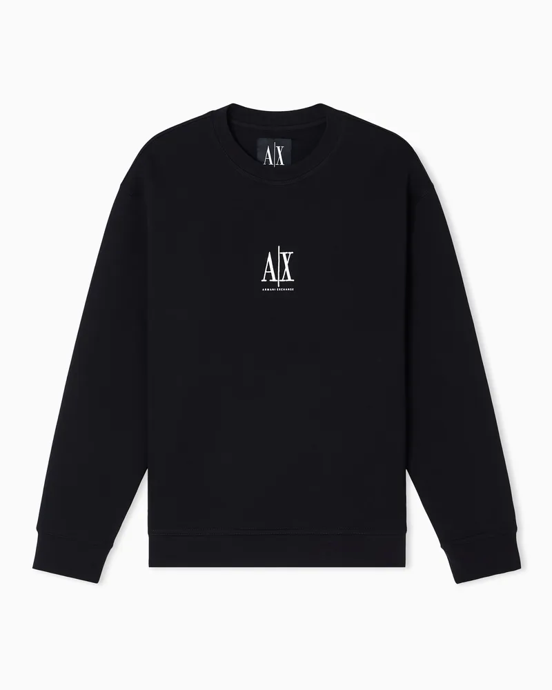 Armani Exchange Crewneck sweatshirt with embroidered logo Schwarz