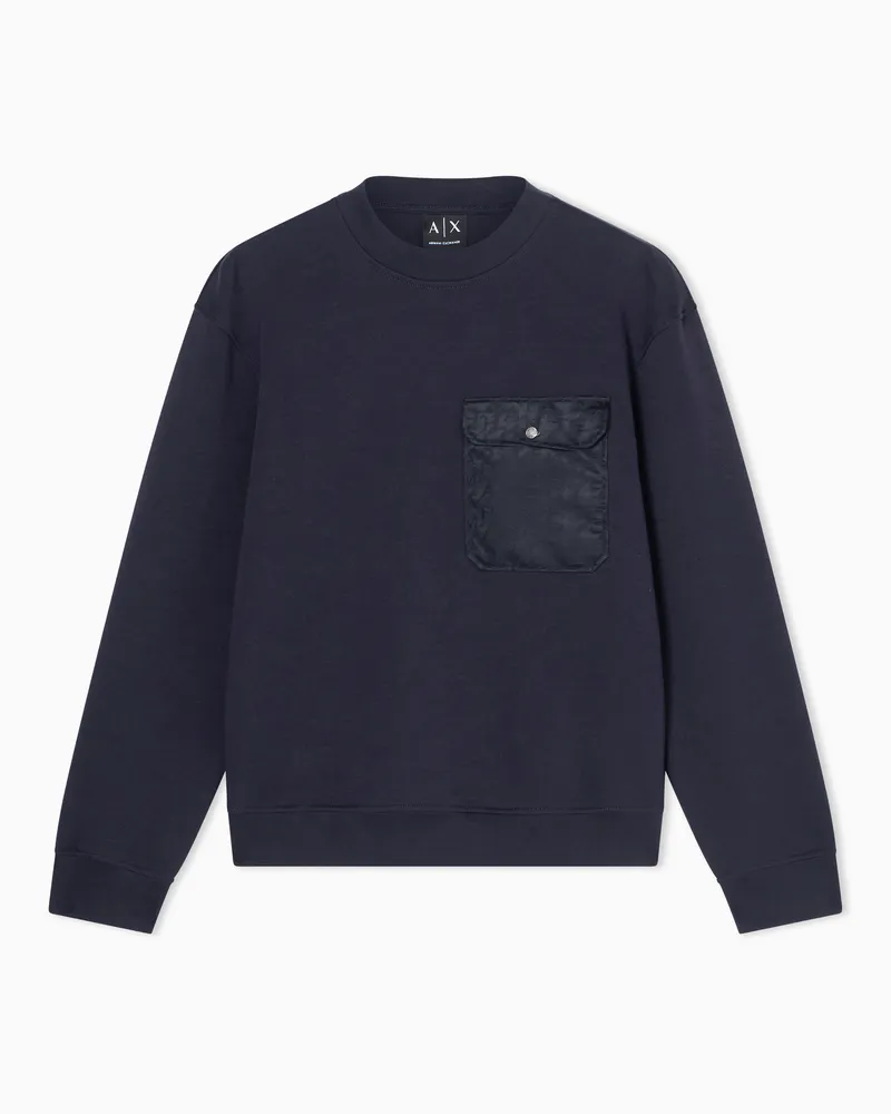 Armani Exchange Sweatshirt mit Rundhalsausschnitt und Brusttasche Marineblau