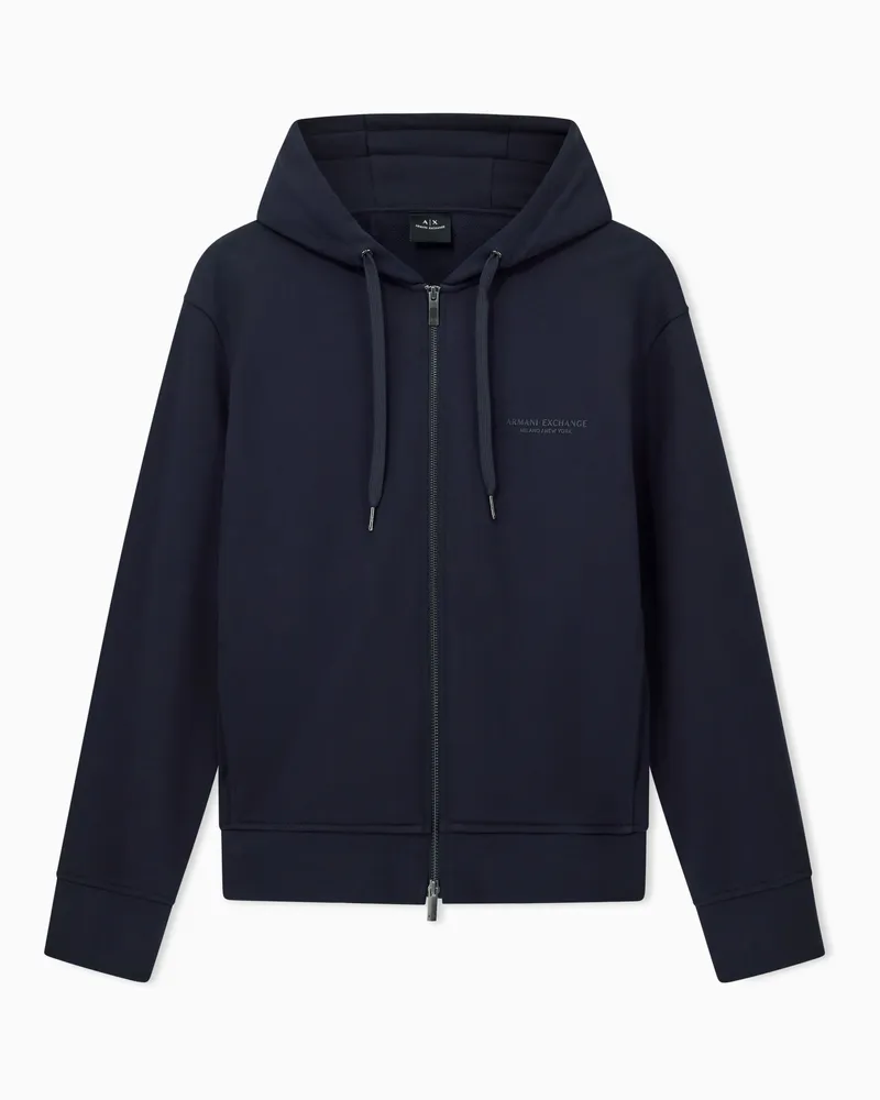 Armani Exchange Basic-Hoodie mit Reißverschluss Marineblau