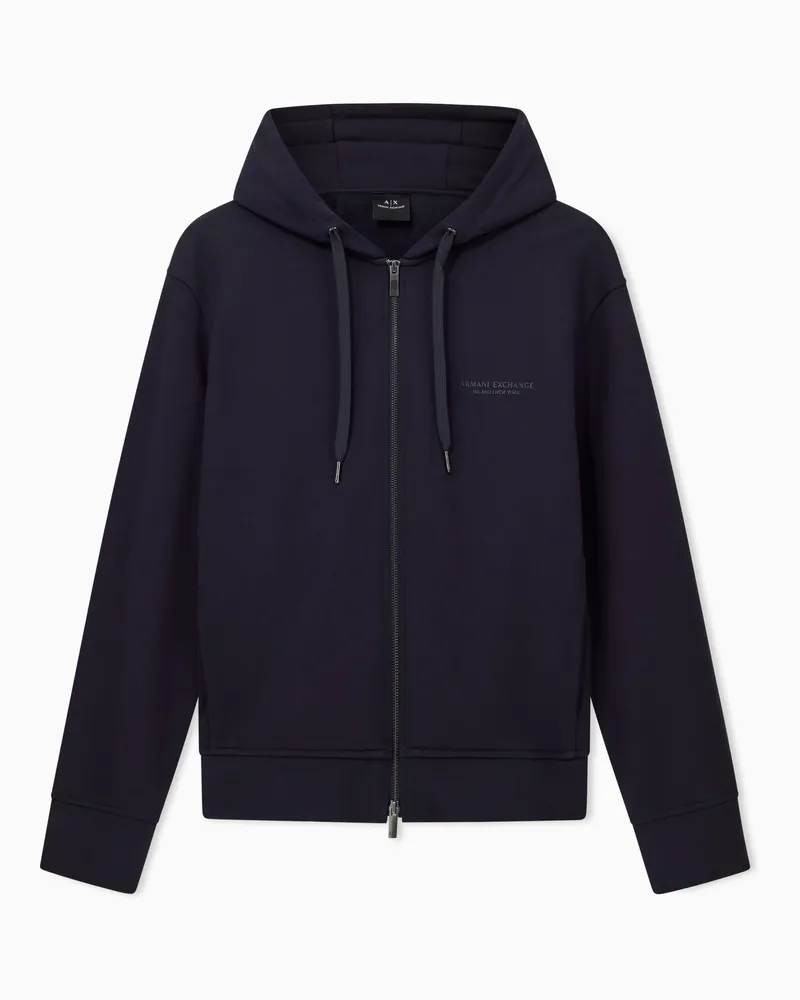 Armani Exchange Basic-Hoodie mit Reißverschluss Marineblau