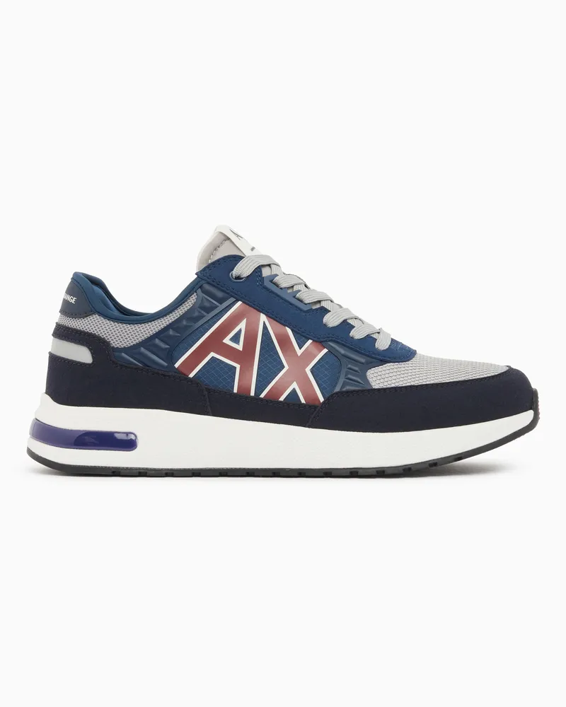 Armani Exchange Sneaker aus Nylon-Ripstop und Mesh mit Gummisohle Blau