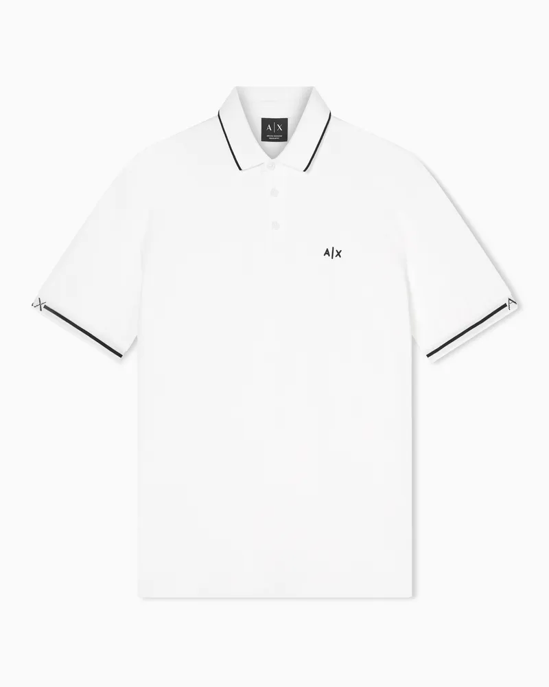 Armani Exchange Classic and Refined Cotton Piqué Polo Shirt Weiß