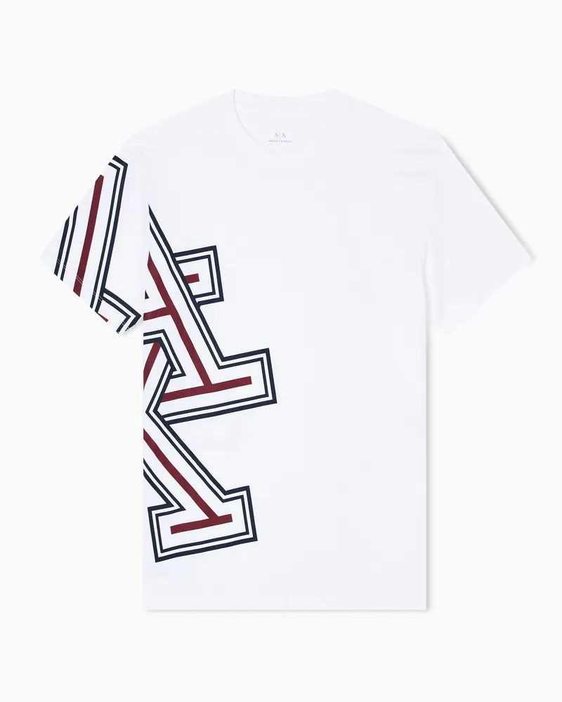Armani Exchange T-Shirt mit normaler Passform und seitlichem Logo Weiß