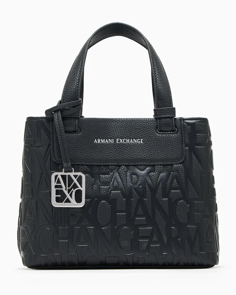 Armani Exchange Tragetasche mit Prägung und abnehmbarem Schulterriemen Schwarz
