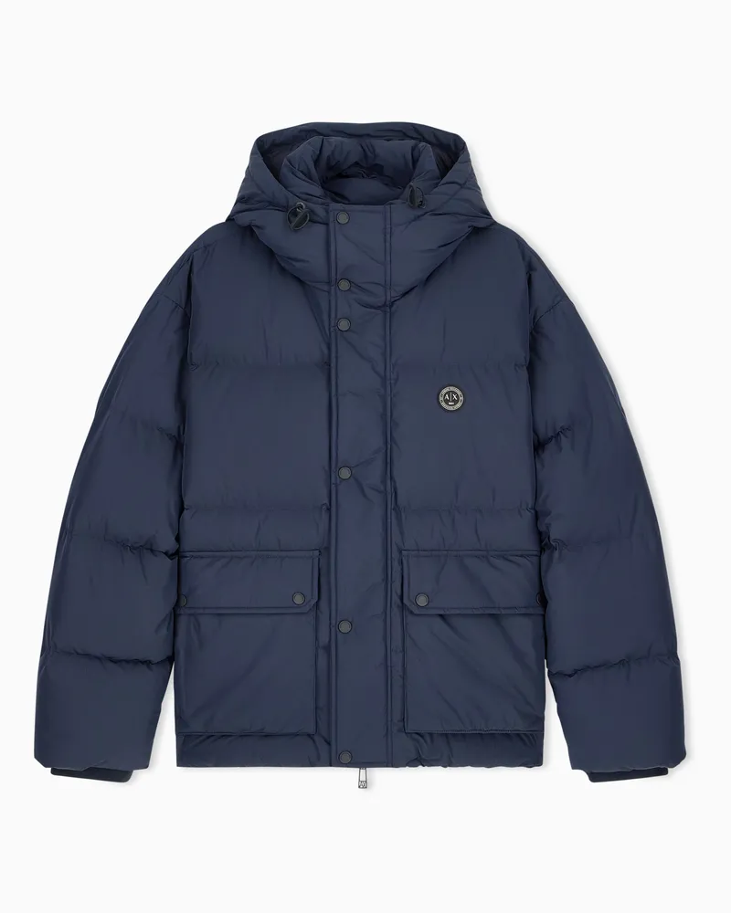 Armani Exchange Daunenjacke mit Strickdetails und Polyamidfutter Marineblau