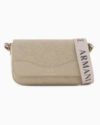 Armani Exchange Umhängetasche mit Monogramm Aus Kleinen Nieten Beige