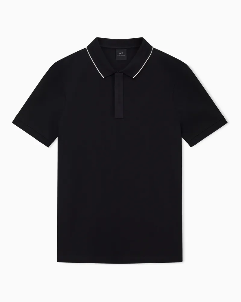 Armani Exchange Slim Fit Polo mit Knopfeinsatz Schwarz