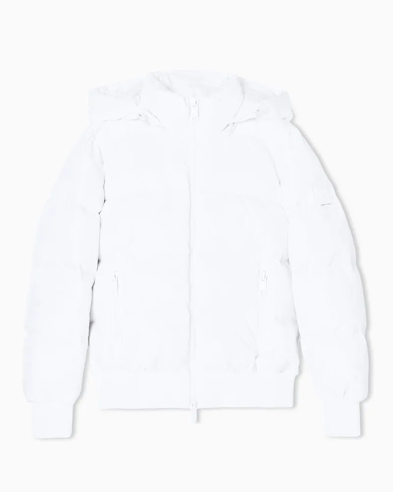 Armani Exchange Gesteppte Daunenjacke mit Kapuze Weiß