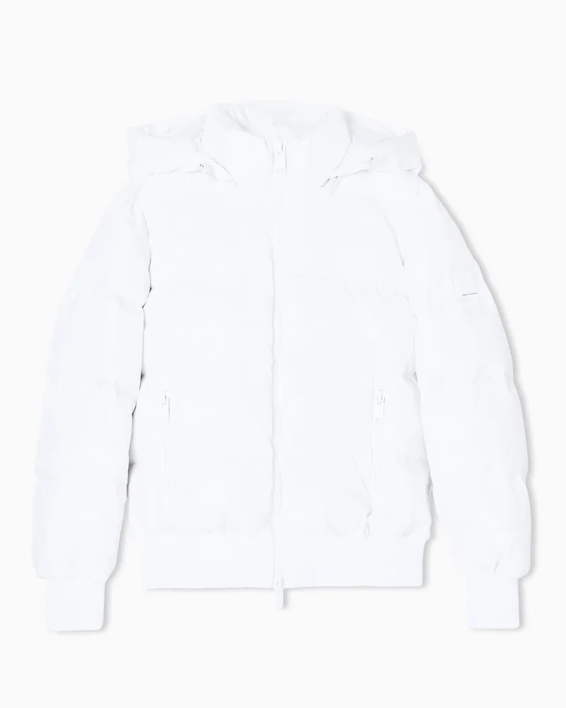 Armani Exchange Gesteppte Daunenjacke mit Kapuze Weiß