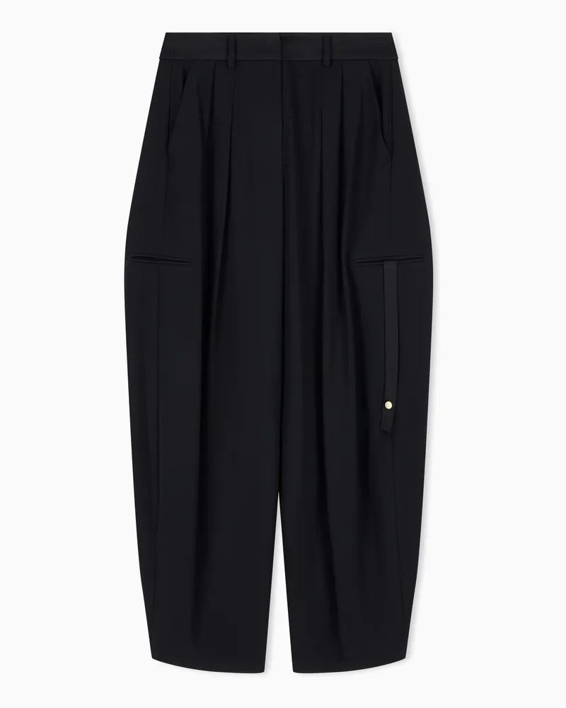 Armani Exchange Bundfaltenhose Up For Party mit weitem Bein und hohem Bund Schwarz
