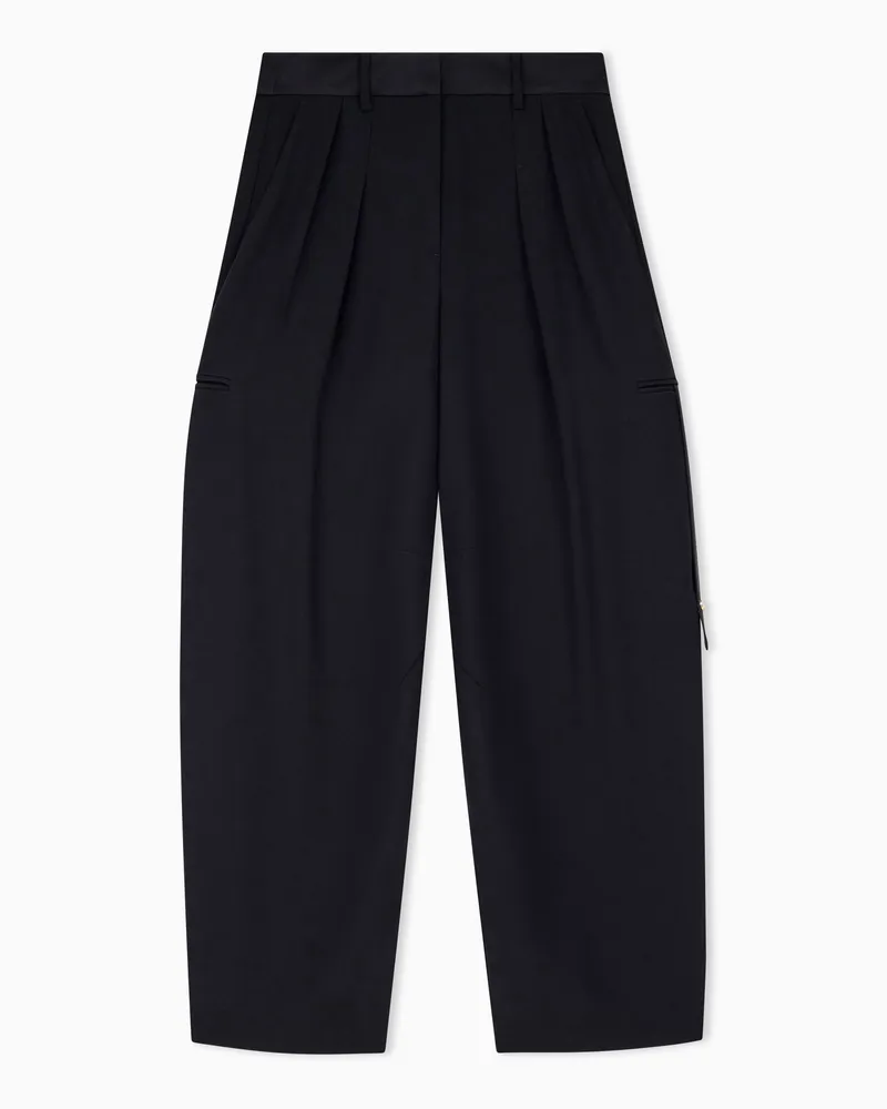 Armani Exchange Bundfaltenhose Up For Party mit weitem Bein und hohem Bund Schwarz