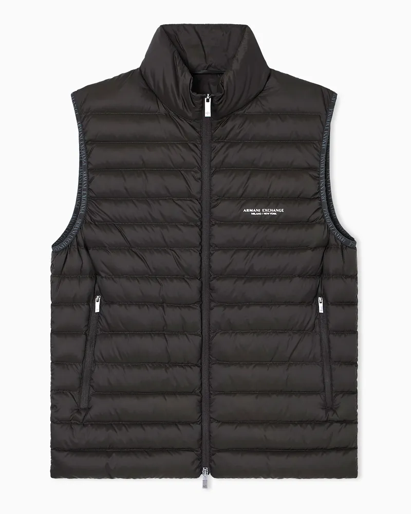 Armani Exchange Ärmellose Daunenjacke mit durchgehendem Reißverschluss Braun