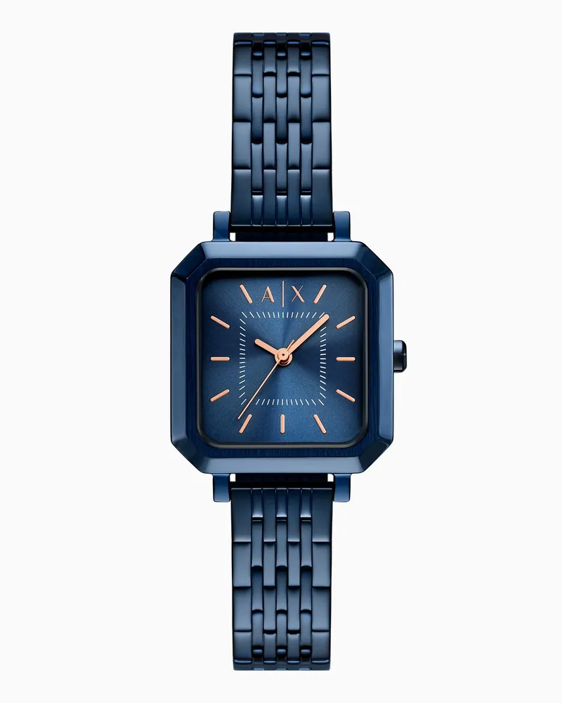 Armani Exchange Dreizeigeruhr mit Edelstahl-Armband in Blau Mehrfarbig