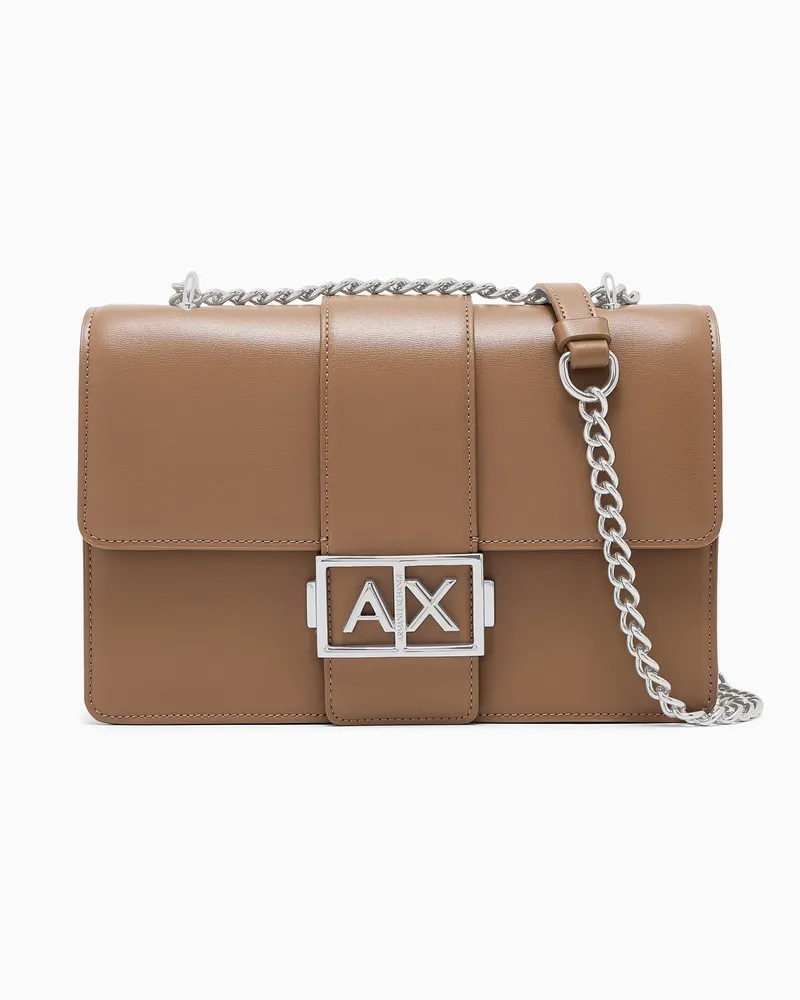Armani Exchange Jodie Umhängetasche aus Kunstleder mit Kettenriemen Braun