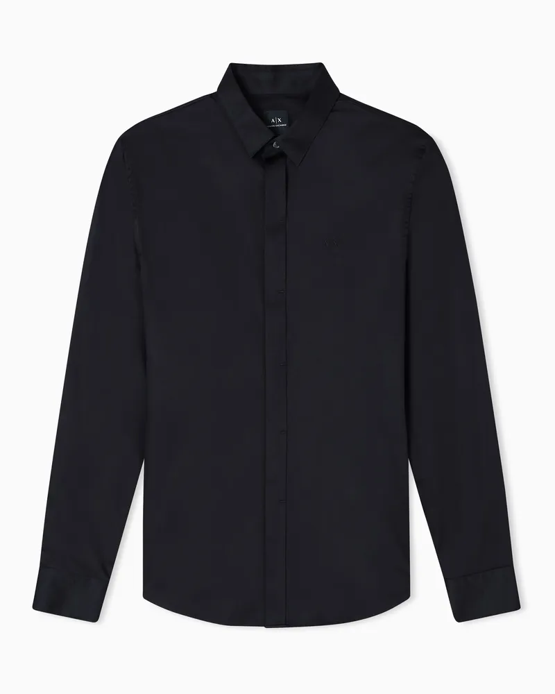 Armani Exchange Slim-Fit-Hemd aus Stretch-Satin Schwarz