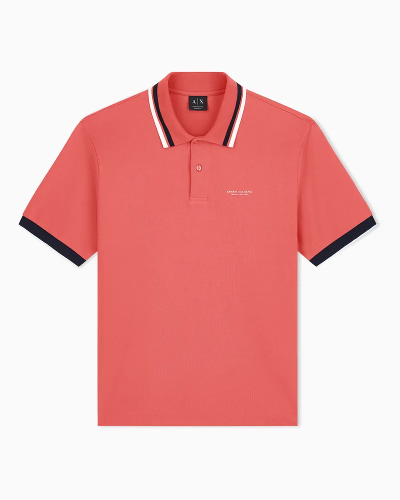 Armani Exchange Regular Fit Poloshirt aus Baumwollpikee mit Knopfleiste Rot