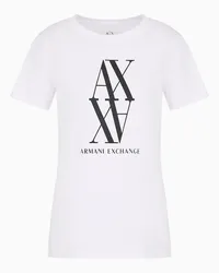 Armani Exchange T-shirt mit Normaler Passform Aus Baumwolljersey mit Monogramm Weiss