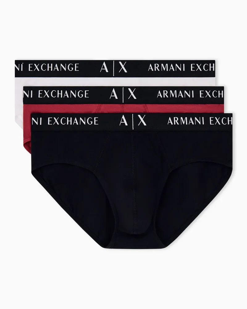 Armani Exchange 3er-Pack Slips Essential aus Stretch-Baumwolljersey Rot