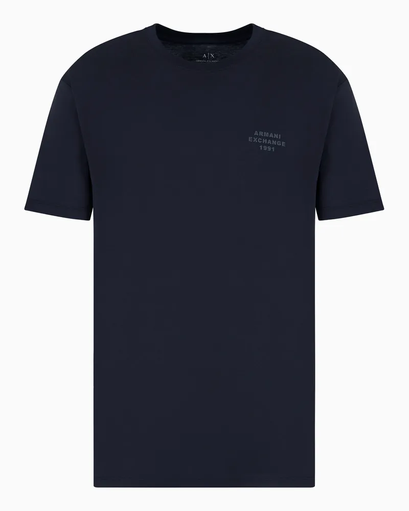 Armani Exchange Basic-T-Shirt mit normaler Passform Marineblau