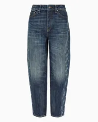 Armani Exchange J51-carrot-fit-jeans Aus Festem Denim mit Gesticktem Monogramm Dunkelblau