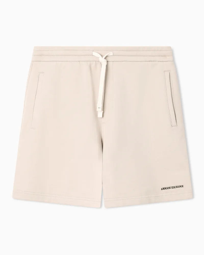 Armani Exchange Cotton French Terry Sports Bermuda Shorts Beige