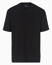 Armani Exchange Asv-t-shirt Aus Gerippter Baumwolle mit Normaler Passform Schwarz