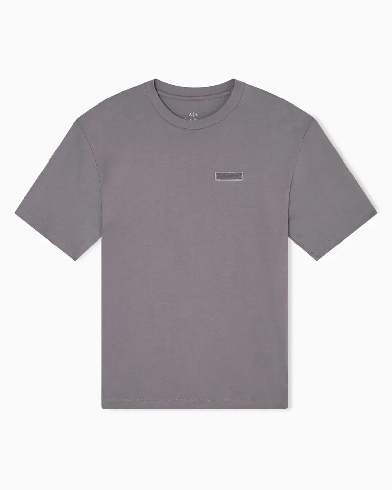 Armani Exchange T-Shirt mit normaler Passform und Aufdruck auf der Rückseite Grau