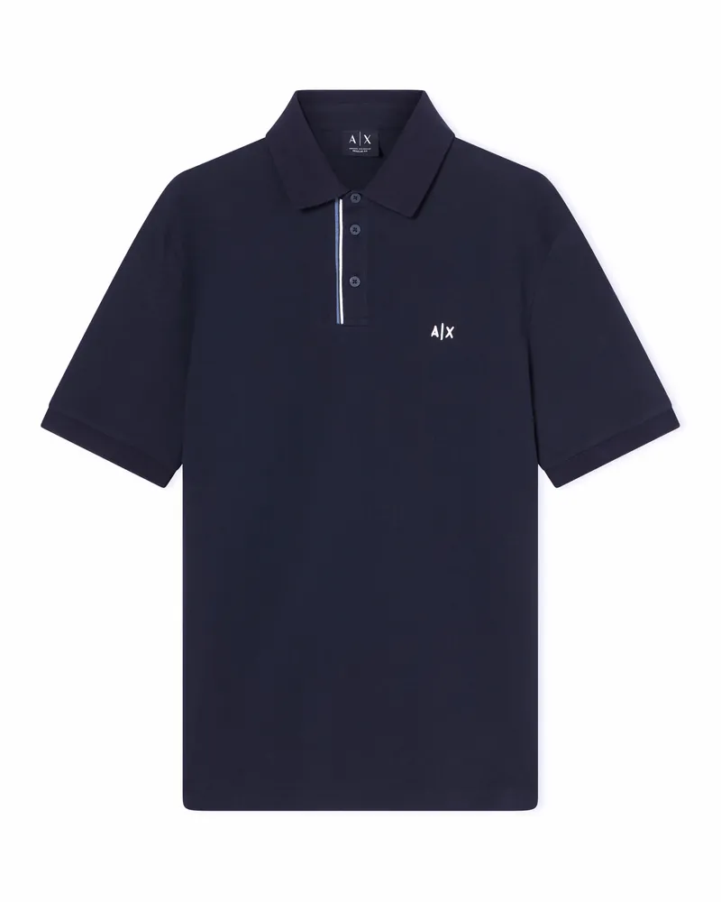 Armani Exchange Basic Baumwoll-Piqué-Polo Marineblau