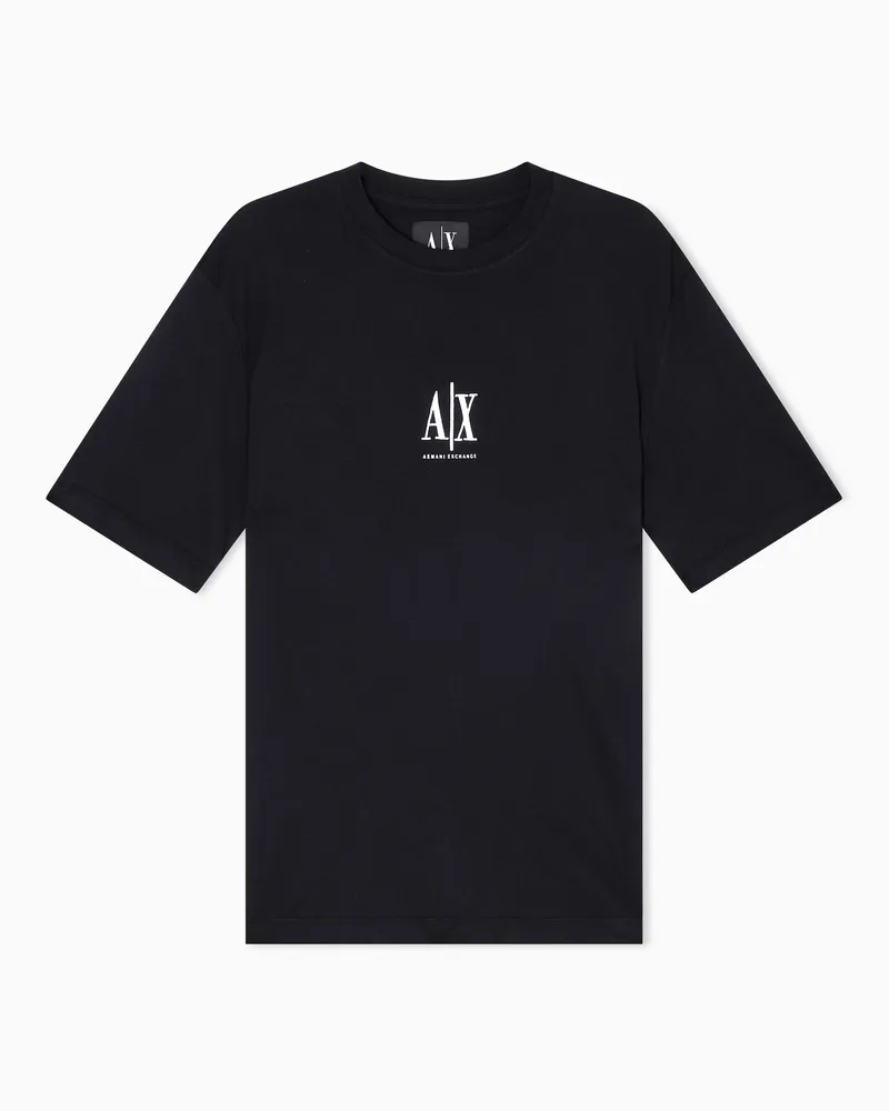 Armani Exchange Regular Fit T-Shirt aus Baumwolljersey Schwarz