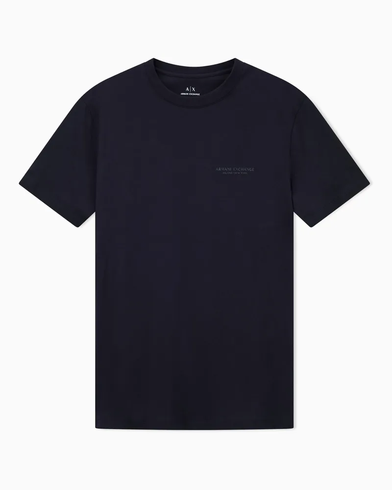 Armani Exchange T-Shirt mit normaler Passform und Logo Marineblau